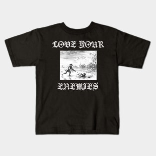 Love Your Enemies Anabaptist Mennonite Amish Dirk Willems Gothic Kids T-Shirt